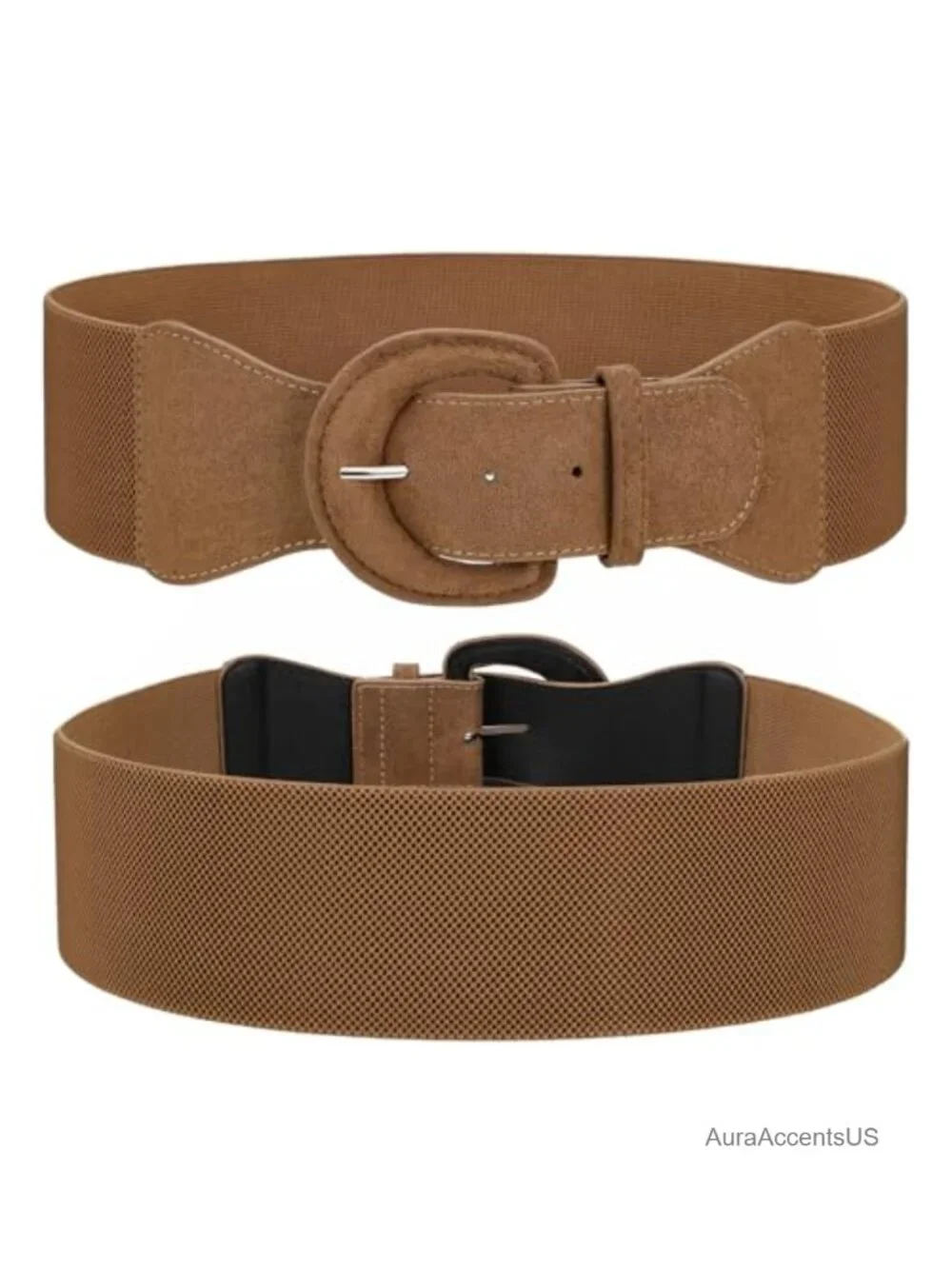 Retro Wide Elastic Stretch Waist Belt, Vintage Chunky Buckle Belt for Dress